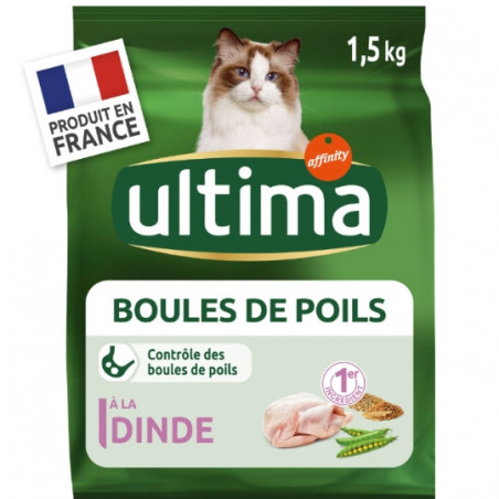 ULTIMA - Boules de poils à la dinde Croquettes pour chat Adulte - sac de 1,5 kg Sonico.fr
