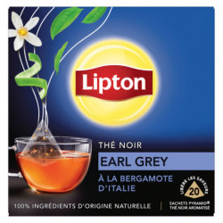 LIPTON - Thé noir Earl Grey - boite de 20 sachets Sonico.fr