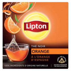 LIPTON - Thé noir aux zestes Orange Espagne - boite de 20 sachets Sonico.fr