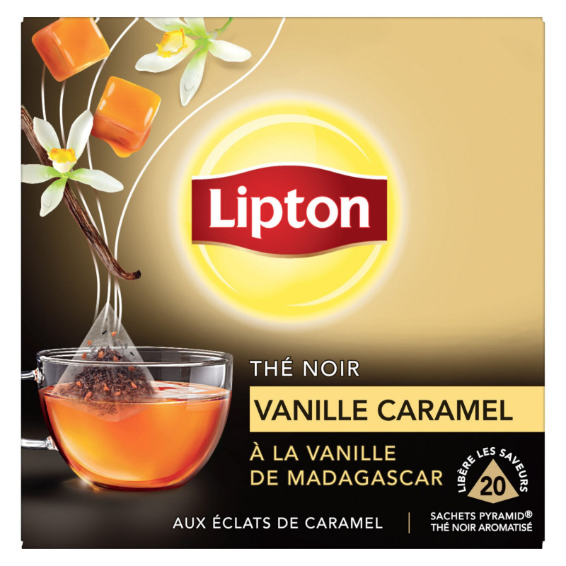 LIPTON - Thé noir Vanille Caramel - boite de 20 sachets Sonico.fr