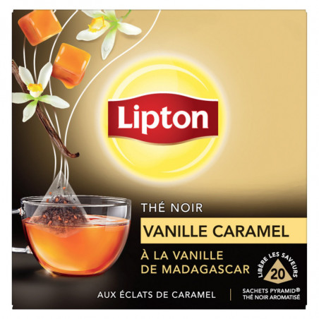 LIPTON - Thé noir Vanille Caramel - boite de 20 sachets Sonico.fr