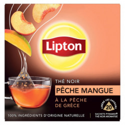 LIPTON - Pêche Mangue Thé Noir - 20 sachets Pyramides Sonico.fr