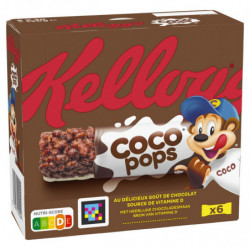 KELLOGG'S - Barres céréales Coco Pops - paquet de 6 barres de 20 g Sonico.fr