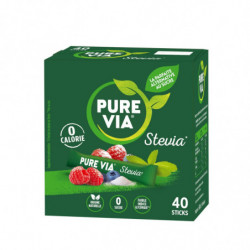 PURE VIA - Edulcorant poudre Stévia Sticks - boite de 40 sticks - 60 g Sonico.fr