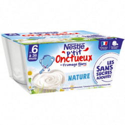 NESTLE - P'tit Onctueux au fromage blanc Nature Dessert bébé dés 6 mois - paquet de 4 pots de 100 g Sonico.fr