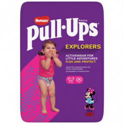 HUGGIES - PULL UPS Explorers Culottes Bébé Fille 12 à 17 kg de 1 à 3 ans - paquet de 34 culottes Sonico.fr