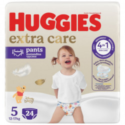 HUGGIES - Pants Extra Care 12 - 17 kg Taille 5 Couches Culottes - paquet de 24 culottes Sonico.fr