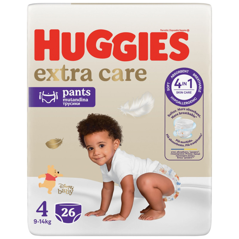 HUGGIES - Pants Extra Care 9 - 14 kg Taille 4 Couches Culottes - paquet de 26 culottes Sonico.fr