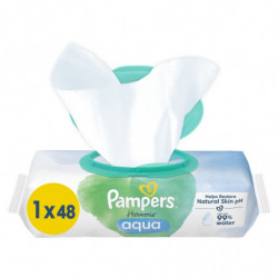 PAMPERS - Aqua Harmonie Lingettes pour bébé au coton bio - paquet de 48 lingettes Sonico.fr
