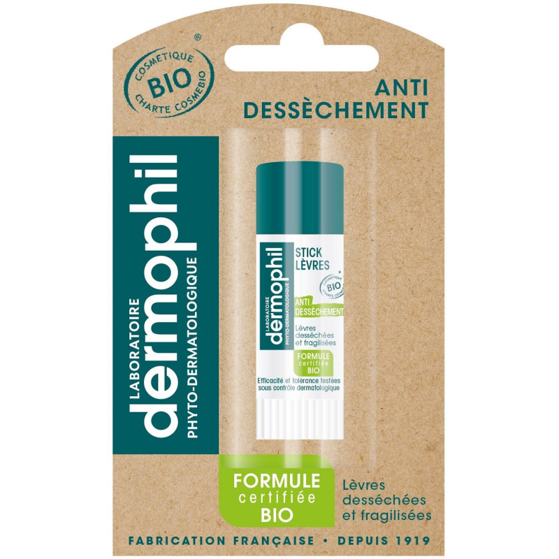 DERMOPHIL - Stick Lèvres Bio Anti-Dessèchement Soin des lèvres - tube de 4 g Sonico.fr