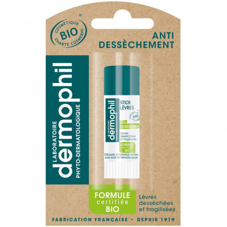 DERMOPHIL - Stick Lèvres Bio Anti-Dessèchement Soin des lèvres - tube de 4 g Sonico.fr