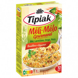 TIPIAK - Méli-Mélo Gourmand Bouillon de légumes Blé et légumes secs - boite de 2 sachets de 165 g - 330 g Sonico.fr