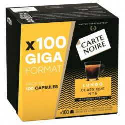CARTE NOIRE - Lungo Café Classique N°6 Compatibles Nespresso - boite de 100 capsules - 500 g Sonico.fr