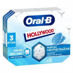 HOLLYWOOD - Oral-B Chewing-gum à la Menthe Fraîche - paquet de 3 étuis de 17 g Sonico.fr