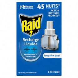 RAID - Recharge Electrique Liquide anti moustiques 45 nuits Sans Parfum - Recharge de 27 ml Sonico.fr