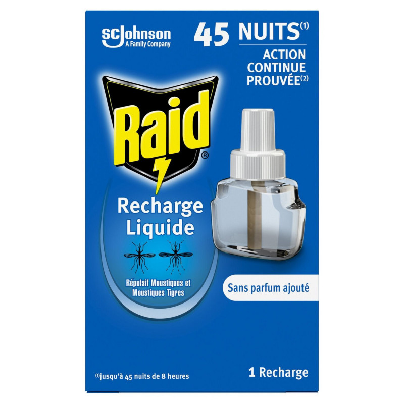 RAID - Recharge Electrique Liquide anti moustiques 45 nuits Sans Parfum - Recharge de 27 ml Sonico.fr