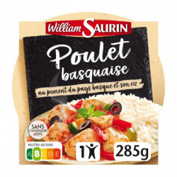 WILLIAM SAURIN - Poulet Basquaise Riz Plat cuisiné - assiette de 285 g Sonico.fr