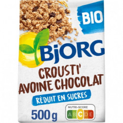 BJORG - Céréales Crousti Avoine Chocolat Bio - Mueslis et Avoines - paquet de 500 g Sonico.fr