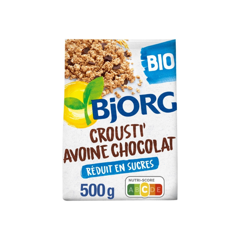 BJORG - Céréales Crousti Avoine Chocolat Bio - Mueslis et Avoines - paquet de 500 g Sonico.fr