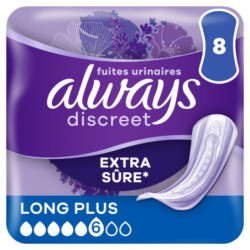 ALWAYS - Long Plus 6 gouttes Serviettes Fuites Urinaires - paquet de 8 serviettes Sonico.fr