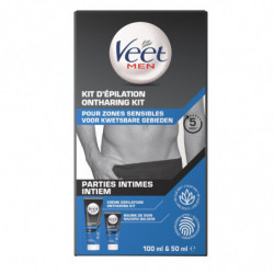 VEET - Men Kit d'épilation zones sensibles Crème Dépilatoire Homme Parties Intimes - tube de 100+50 ml Sonico.fr