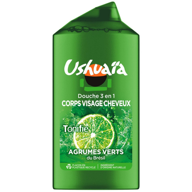USHUAIA - Gel douche 3-en-1 aux Agrumes Verts - flacon de 340 ml Sonico.fr