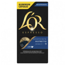 L'OR - Ristretto Décaféiné Decaffeinato Intensité 9 - paquet de 10 capsules de café compatibles Nespresso Sonico.fr