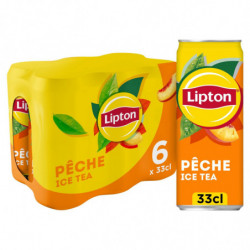 LIPTON - Ice Tea Boisson au thé pêche - pack de 6 canettes de 33 cl Sonico.fr