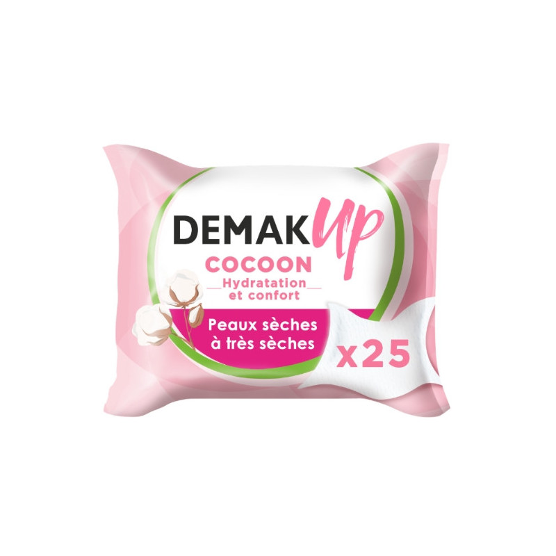 DEMAK'UP - Douceur Cocoon Lingettes démaquillantes au lait démaquillant - paquet de 25 lingettes Sonico.fr