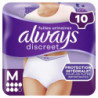 ALWAYS - Discreet Culottes Blanches Plus Taille M Fuites Urinaires - paquet de 10 Culottes Sonico.fr