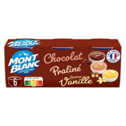 MONT BLANC - Crème Dessert Multi Variétés Chocolat Vanille Praliné - 750 g Sonico.fr