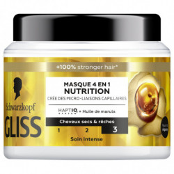 SCHWARZKOPF - GLISS Masque 4en1 Nutrition pour Cheveux Secs et Rêches Soin cheveux Intense - pot de 400 ml Sonico.fr