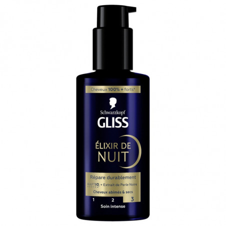 SCHWARZKOPF - GLISS Elixir de Nuit Répare Durablement pour Cheveux Secs et Abîmés Soin Intense - pot de 100 ml Sonico.fr
