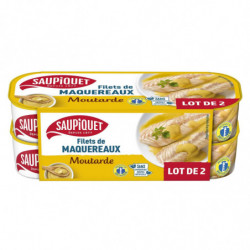 SAUPIQUET - Filet de maquereaux à la moutarde - paquet de 2 boites de 169 g Sonico.fr