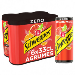 SCHWEPPES - Zero Soda saveur Agrumes - pack de 6 canettes Slim de 33 cl Sonico.fr