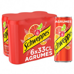 SCHWEPPES - Soda saveur Agrumes - pack de 6 canettes Slim de 33 cl Sonico.fr
