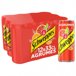 SCHWEPPES - Soda saveur Agrumes - pack de 12 canettes Slim de 33 cl Sonico.fr