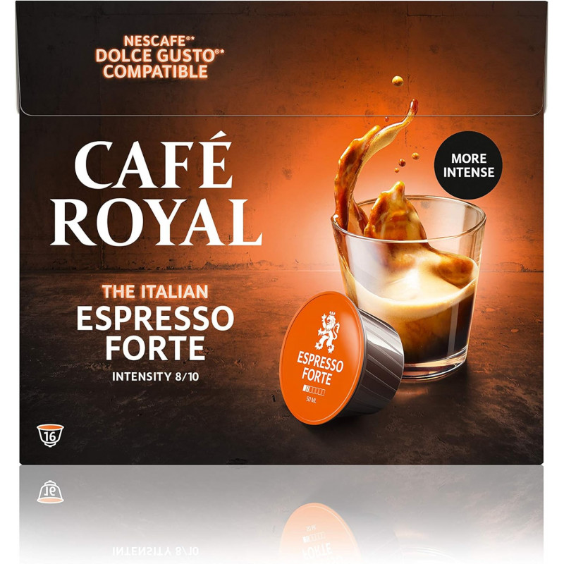 CAFE ROYAL - Espresso Forte Café Compatibles Dolce Gusto - boite de 16 capsules Sonico.fr