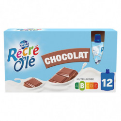 MONT BLANC - Récré O'lé Crème dessert saveur Chocolat - paquet de 12 gourdes de 85 g Sonico.fr