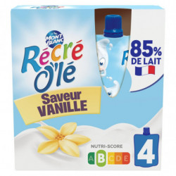 MONT BLANC - Récré O'lé Crème dessert saveur Vanille - paquet de 4 gourdes de 85 g Sonico.fr