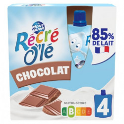 MONT BLANC - Récré O'lé Crème dessert saveur Chocolat - paquet de 4 gourdes de 85 g Sonico.fr