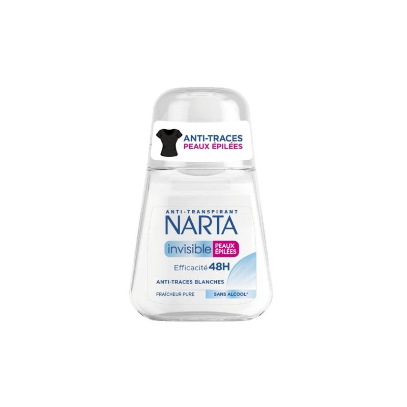 NARTA - Invisible Déodorant Anti-Traces Peaux Epilées 48h - roll on de 50 ml Sonico.fr
