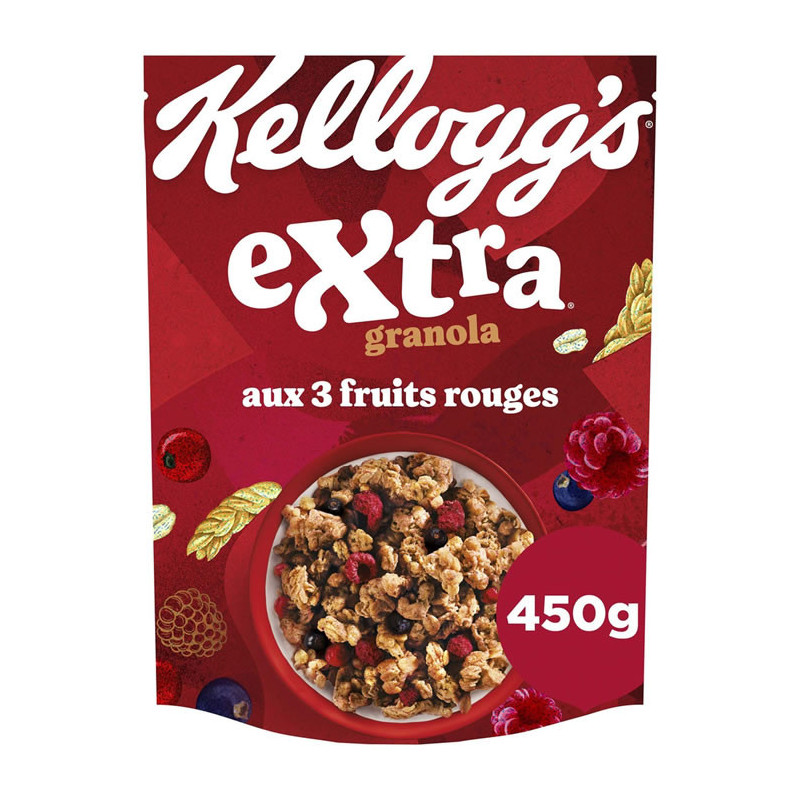 KELLOGG'S - Extra Fruits rouges Céréales - paquet de 450 g Sonico.fr