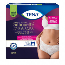 TENA - Silhouette Blanc Plus Taille Basse Taille M Fuites Urinaires - paquet de 12 Culottes Sonico.fr