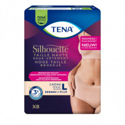 TENA - Silhouette Crème Plus Taille Haute Taille L Fuites Urinaires - paquet de 8 Culottes Sonico.fr