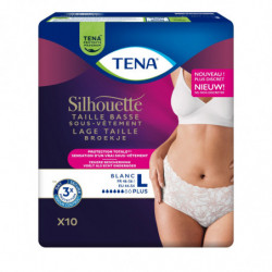 TENA - Silhouette Blanc Plus Taille Basse Taille L Fuites Urinaires - paquet de 10 Culottes Sonico.fr