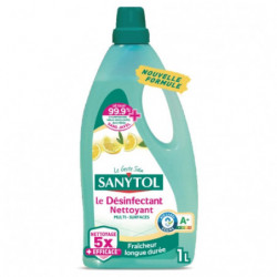 SANYTOL - Nettoyant ménager désinfectant sols et surfaces Citron - bouteille de 1 l Sonico.fr