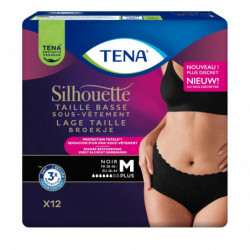 TENA - Silhouette Noire Plus Taille Basse Taille M Fuites Urinaires - paquet de 12 Culottes Sonico.fr