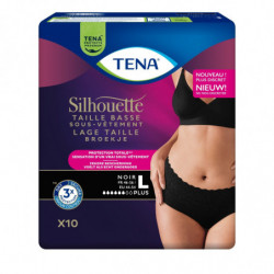 TENA - Silhouette Noire Plus Taille Basse Taille L Fuites Urinaires - paquet de 10 Culottes Sonico.fr