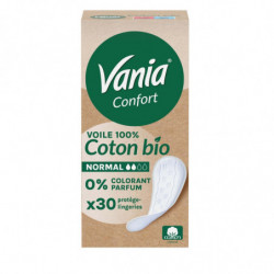 VANIA - Confort Normal Protège-slips Coton Bio - boite de 30 Protège-slips Sonico.fr
